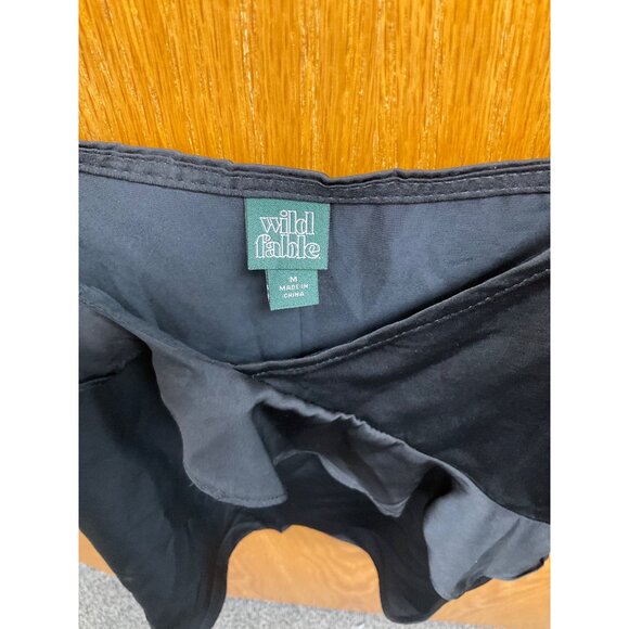 Women's Sleeveless V-Neck Ruffle Front Satin Cami Top - Wild Fable Black M - Picture 5 of 7